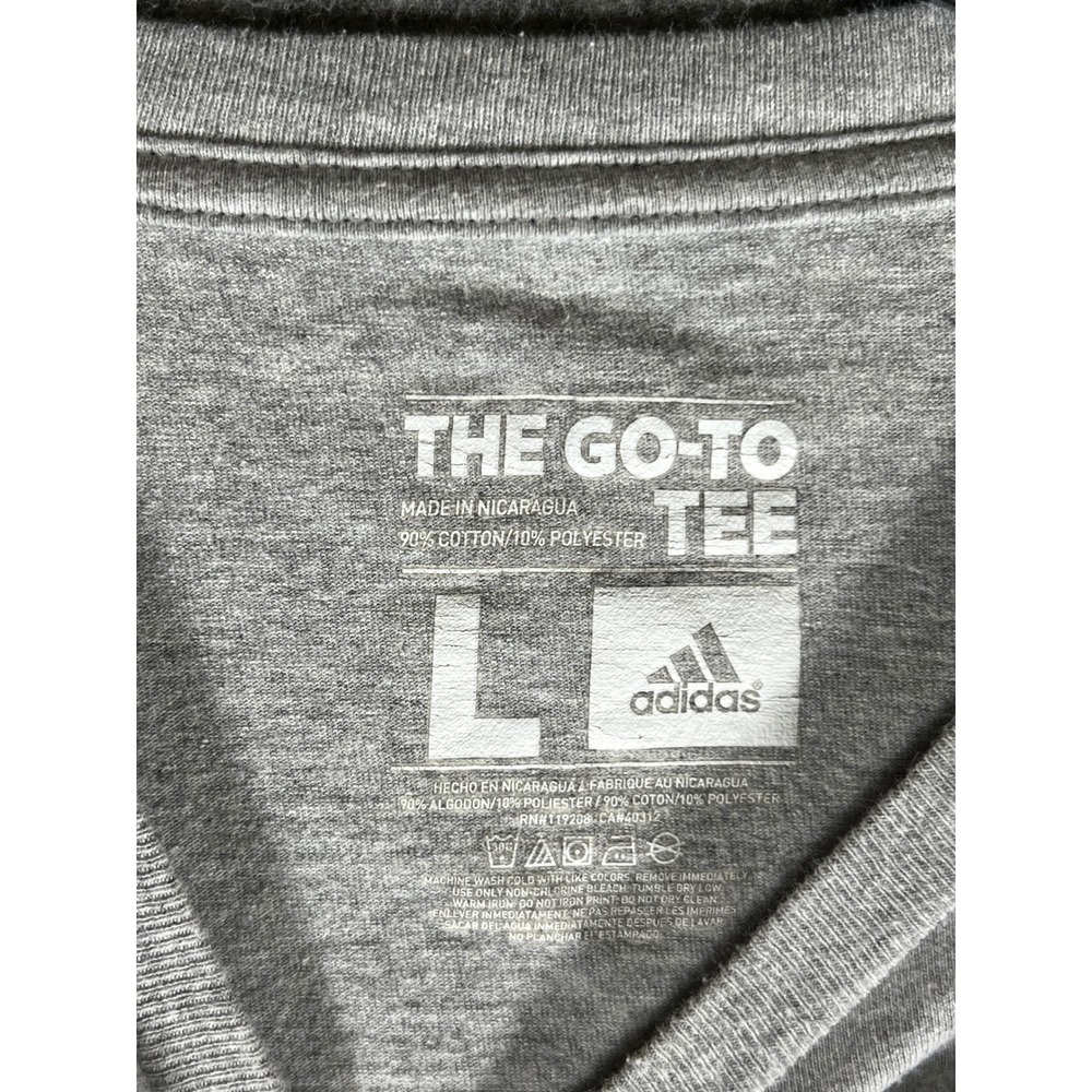 Adidas Miami Hurricanes Mens Large Grey The Go-To Tee Short Sleeve T-Shirt - Picture 3 of 8